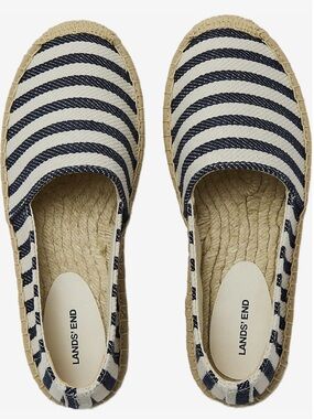 Land’s End Espadrille Women’s 11 Flat Breton Navy Stripe classic preppy NEW